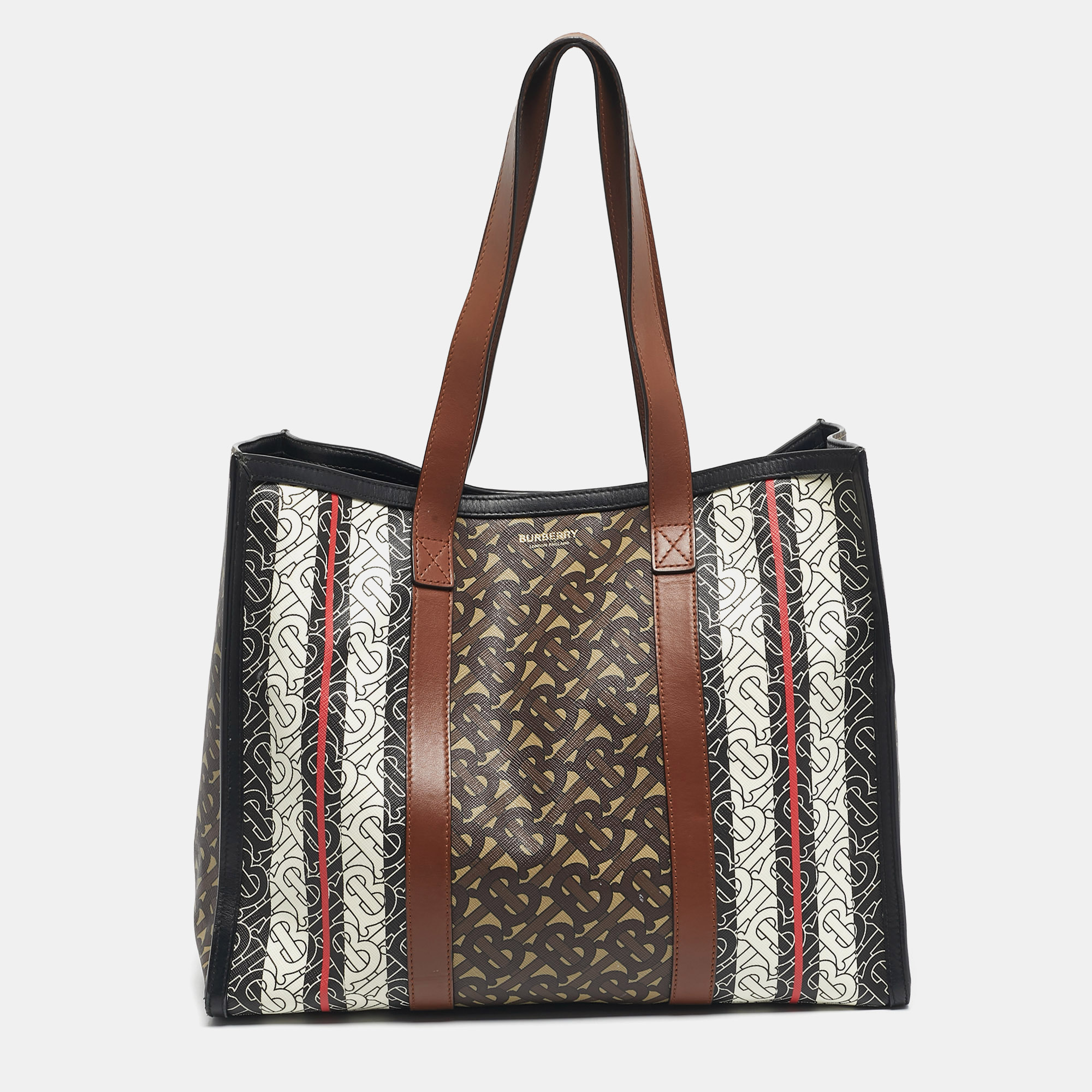 burberry multicolor monogram stripe e-canvas portrait tote