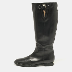 burberry black leather knee length boots size 41