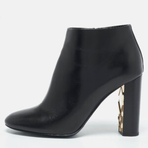 burberry black leather equestrian kennard ankle length boots size 39.5