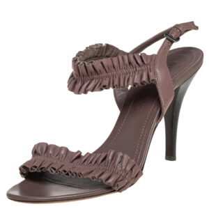 burberry brown leather ruffle sandals size 37