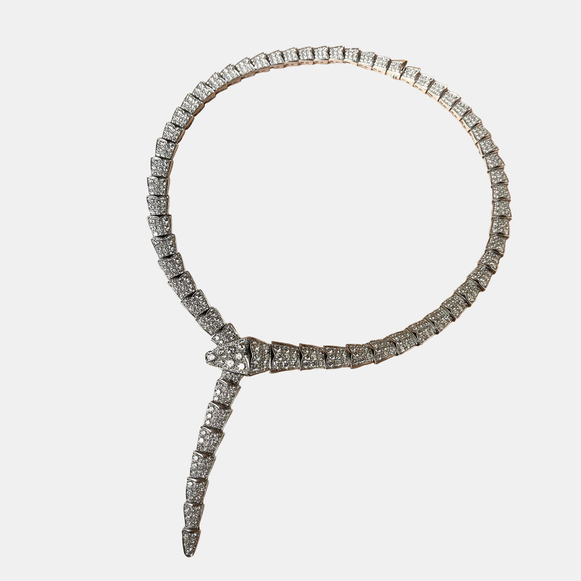 bvlgari serpenti viper 18k white gold and diamond necklace