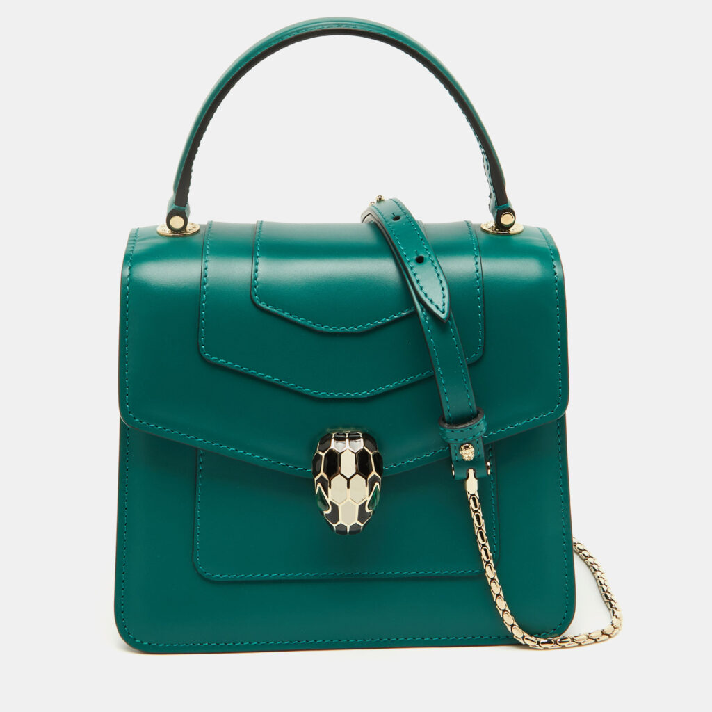 luxury-women-bvlgari-new-handbags-p1109909-003.jpg Bvlgari Green Leather Serpenti Forever Top Handle Bag