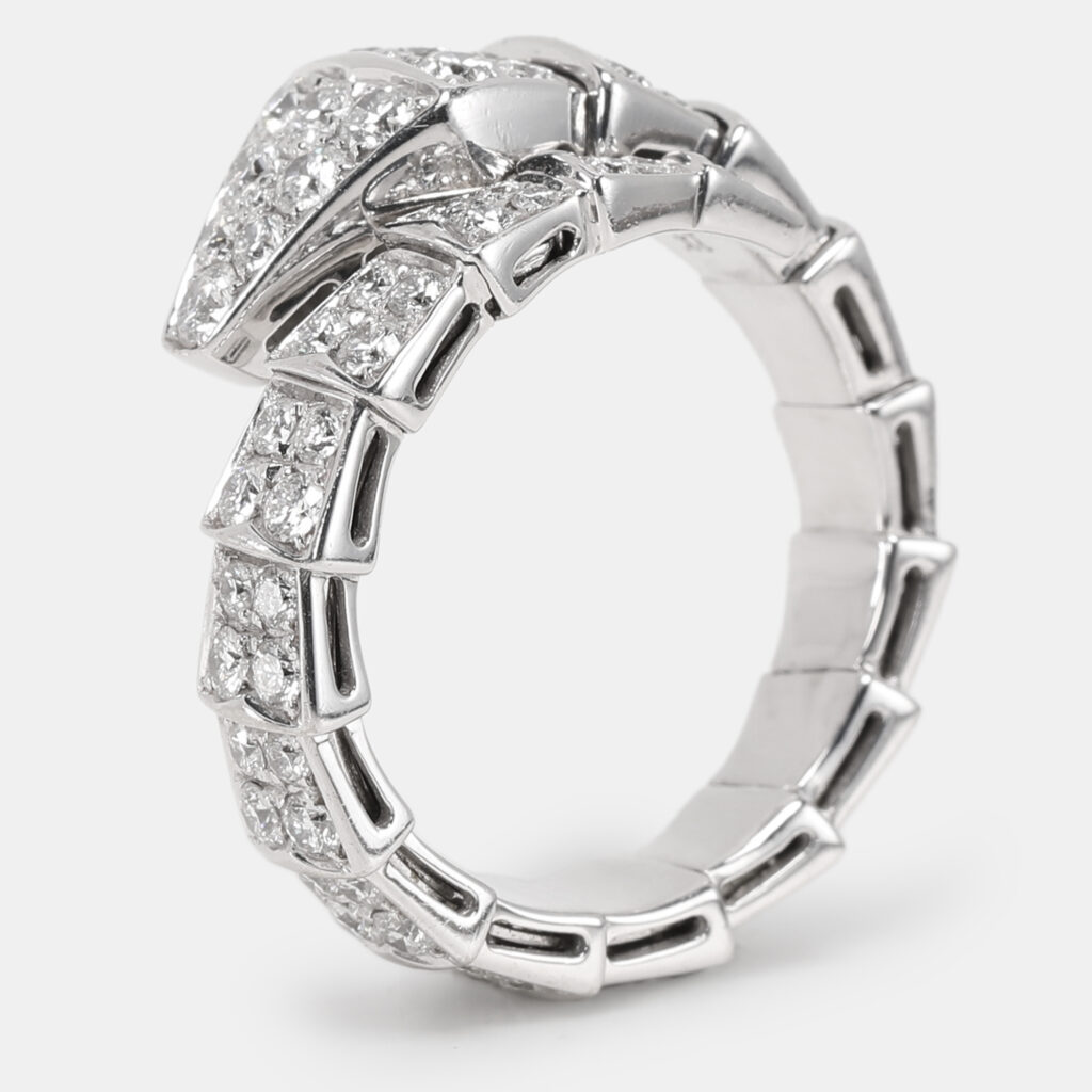 luxury-women-bvlgari-used-fine-jewelry-p1125219-001.jpg Bvlgari Serpenti Viper Diamond 18k White Gold Ring Size 61