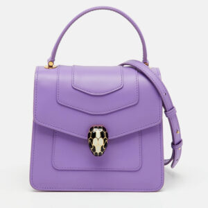 bvlgari purple leather serpenti forever small top handle bag