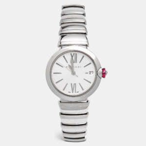 luxury-women-bvlgari-used-watches-p1177311-007.jpg bvlgari silver dial stainless steel diamond lvcea 102219 women's wristwatch 33 mm