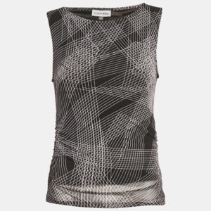 luxury-women-calvin-klein-used-clothes-p1210263-005.jpg calvin klein black printed mesh sleeveless top s