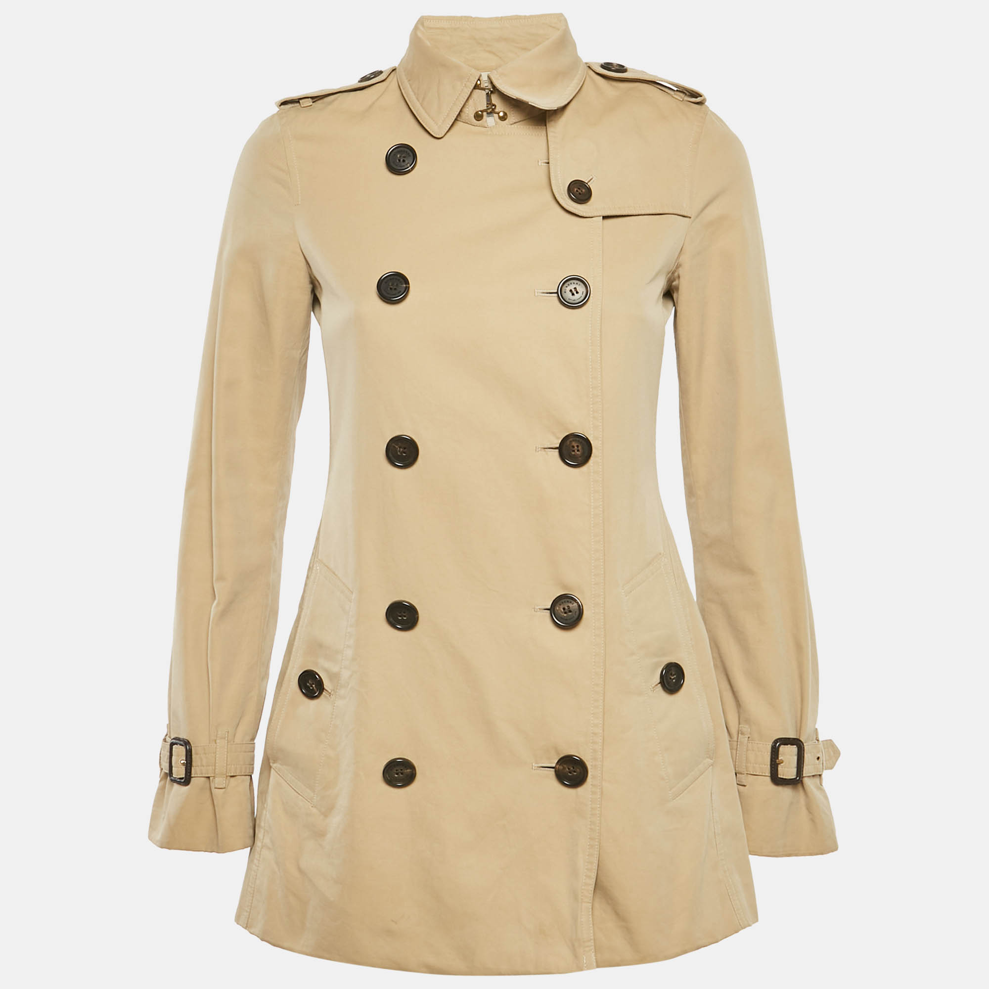 burberry beige cotton kensington trench coat xs
