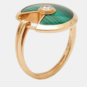 cartier amulette de cartier malachite diamond 18k rose gold ring size 51
