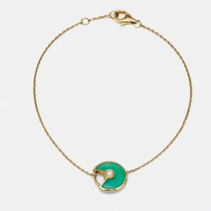 cartier amulette de cartier chrysoprase diamond 18k yellow gold xs model bracelet
