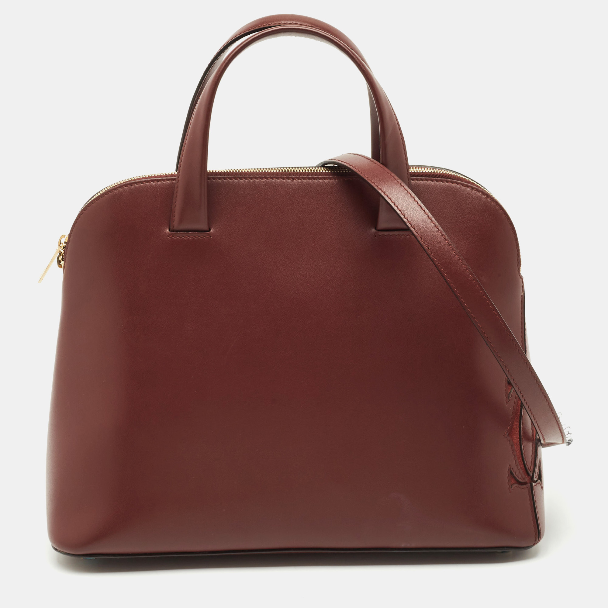 cartier burgundy leather and suede must c satchel
