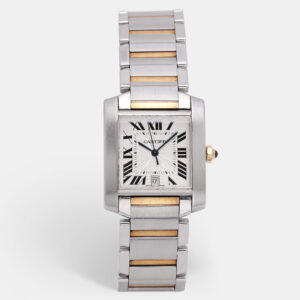 luxury-women-cartier-used-watches-p1200022-012.jpg cartier silver 18k yellow gold stainless steel tank francaise w51005q4 women's wristwatch 28mm