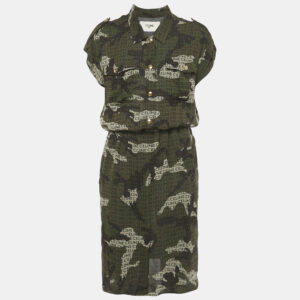 luxury-women-celine-used-clothes-p1178555-006.jpg celine black camouflage logo print georgette midi shirt dress m