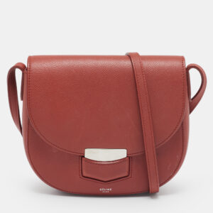 celine brick brown leather small trotteur crossbody bag