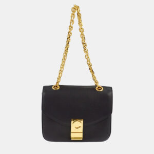 celine black leather shoulder bag