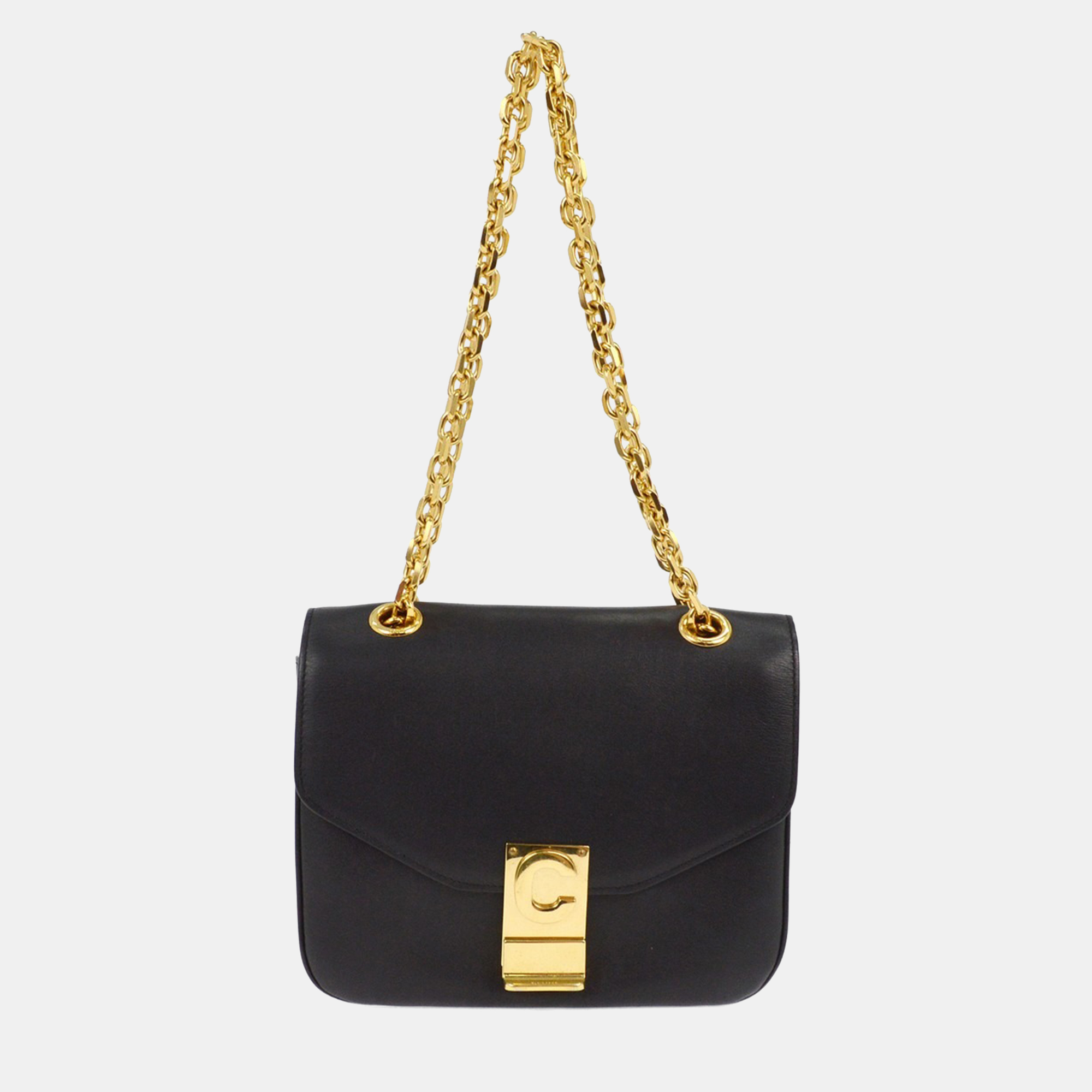 celine black leather shoulder bag