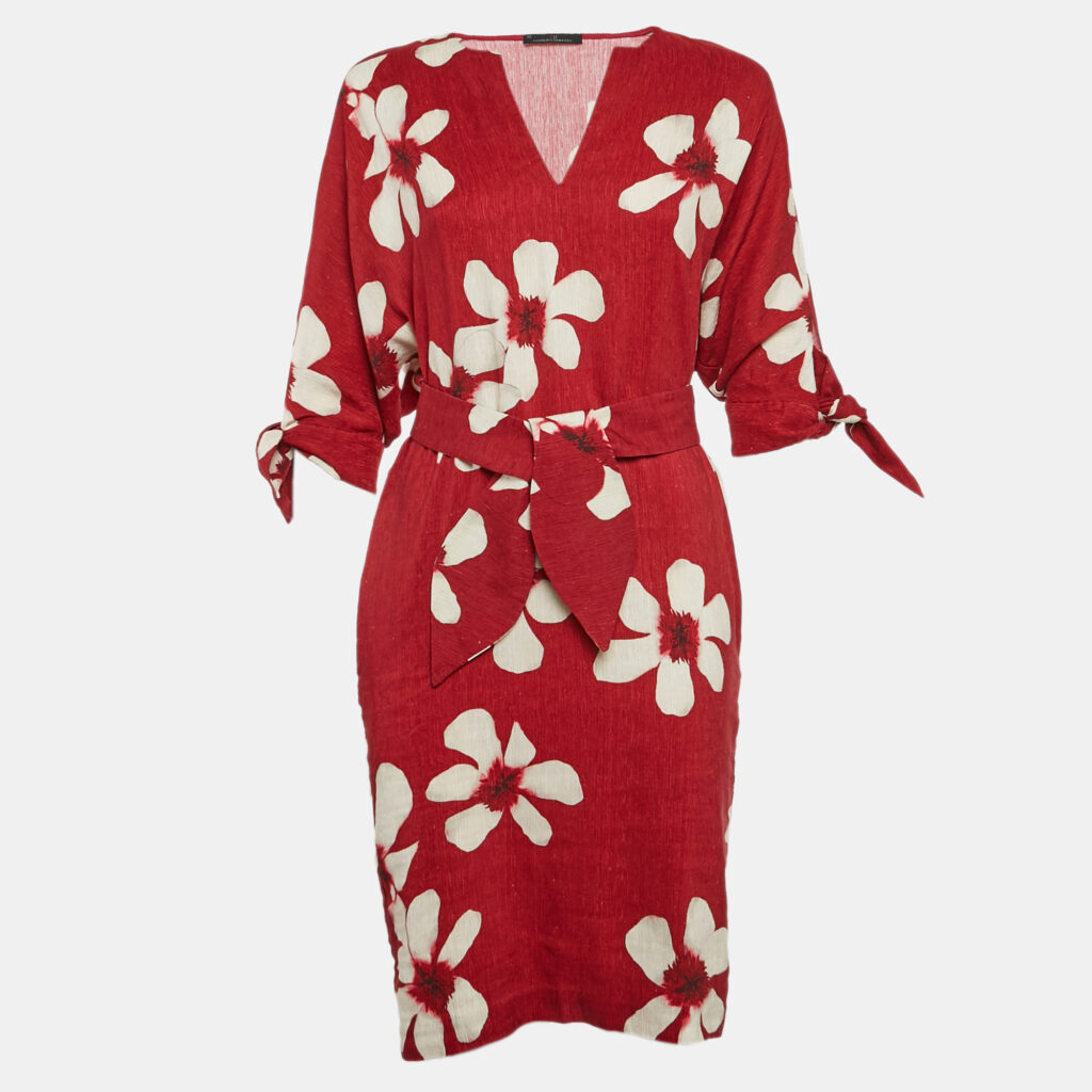 luxury-women-ch-carolina-herrera-used-clothes-p1106491-001.jpg CH Carolina Herrera Red Floral Print Crepe Mini Dress XS