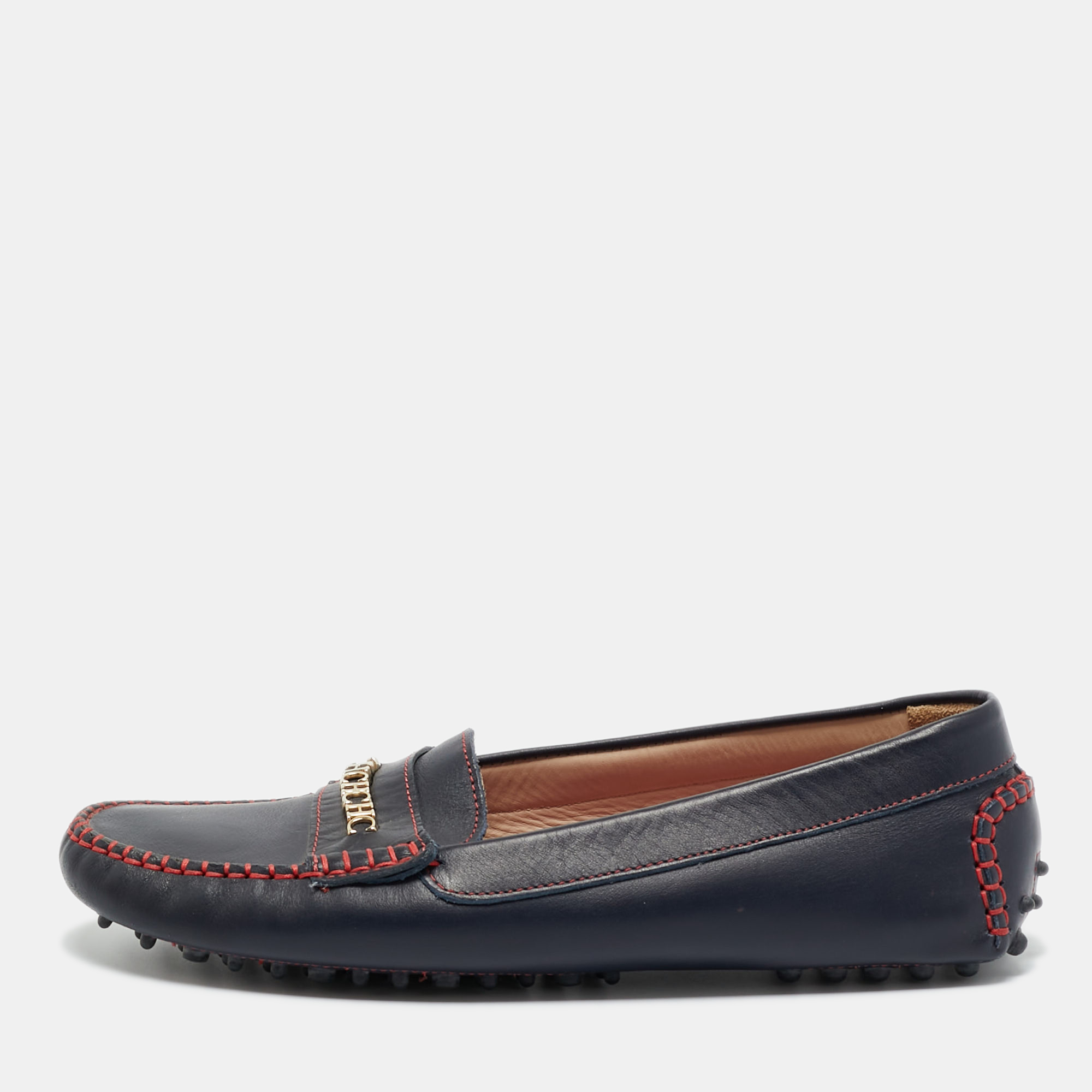 ch carolina herrera black leather loafers size 40