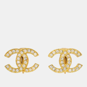 luxury-women-chanel-used-accessories-p1210716-002.jpg chanel gold cc earrings clip-on rhinestone