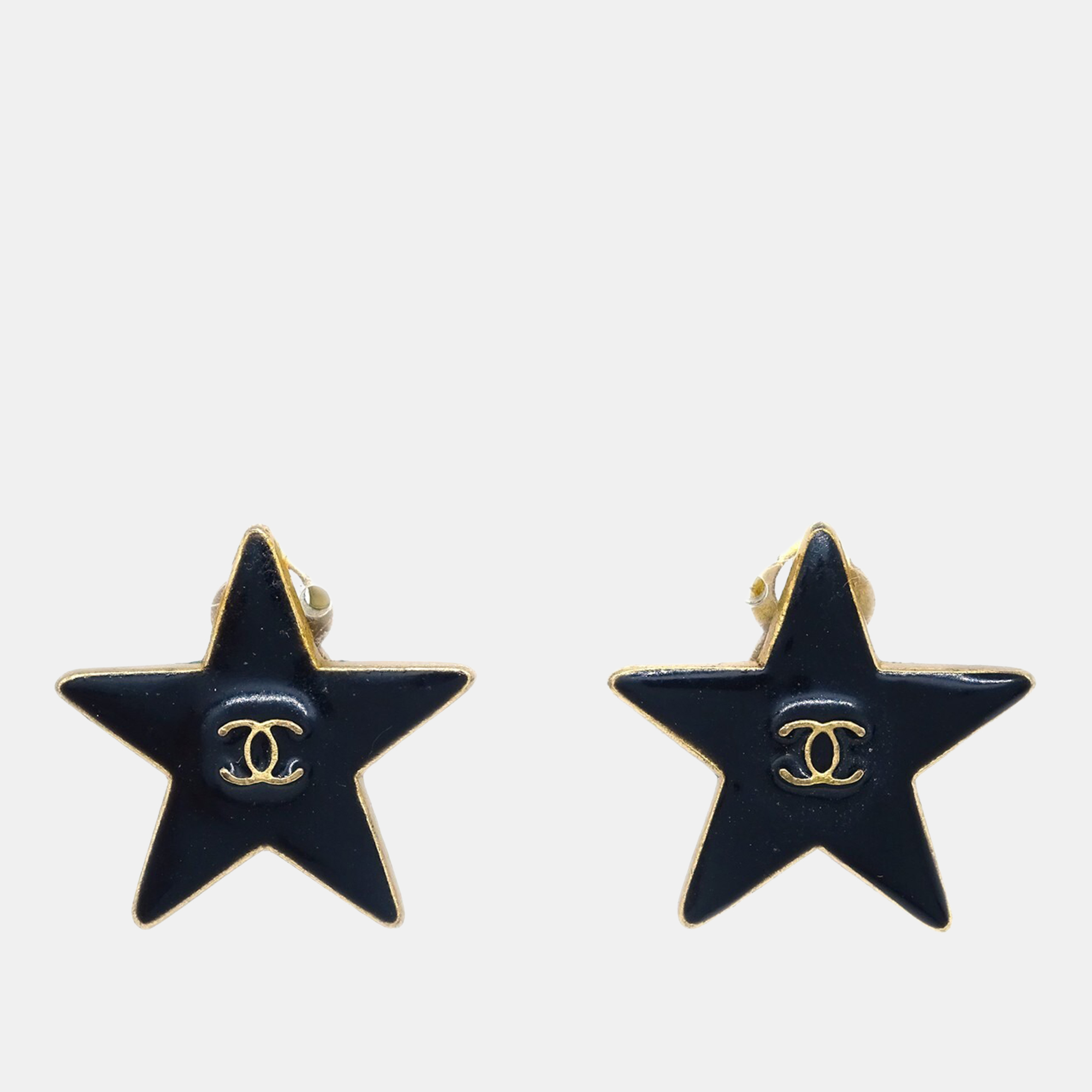 chanel star earrings clip-on black