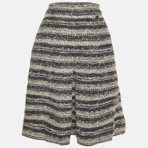 chanel blue tweed pleated pencil skirt l