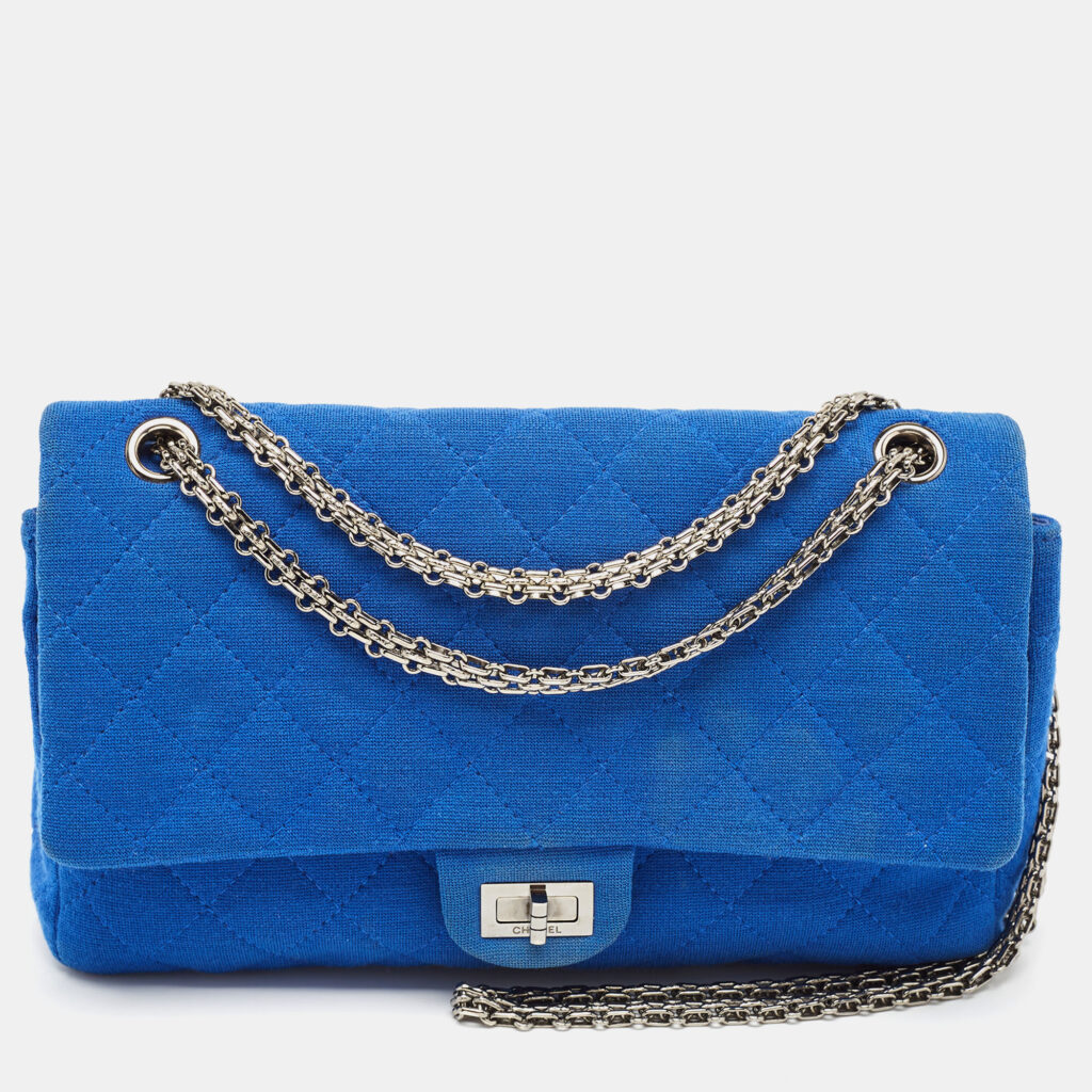 Chanel Blue Quilted Jersey Reissue 2.55 Classic 226 Flap Bag