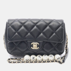 luxury-women-chanel-used-handbags-p1181323-001.jpeg chanel matelasse pearl chain around black lambskin shoulder bag