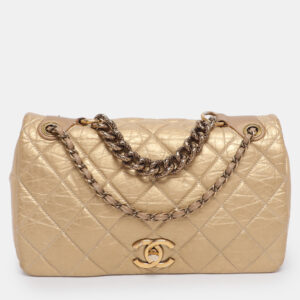 luxury-women-chanel-used-handbags-p1205819-001.jpg chanel gold quilted aged calf leather paris-bombay pondichery flap bag