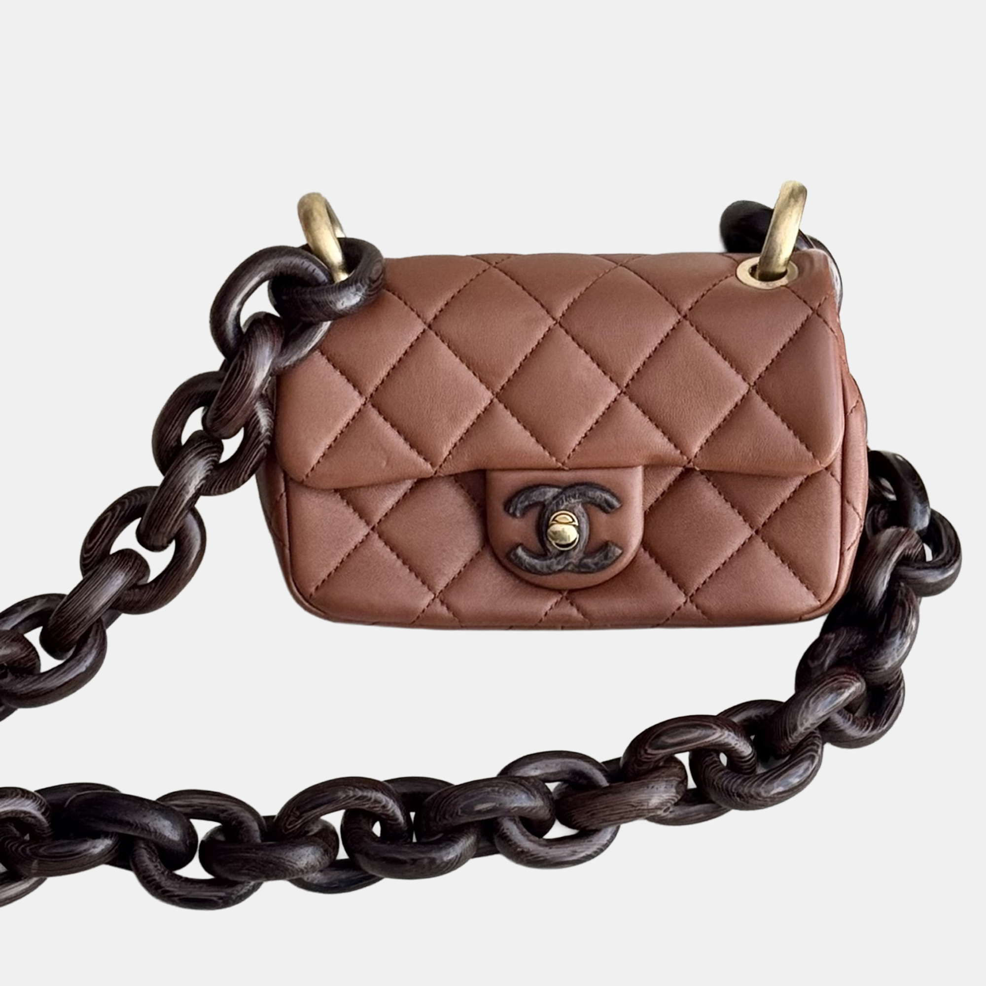chanel 23a wooden chain shoulder bag