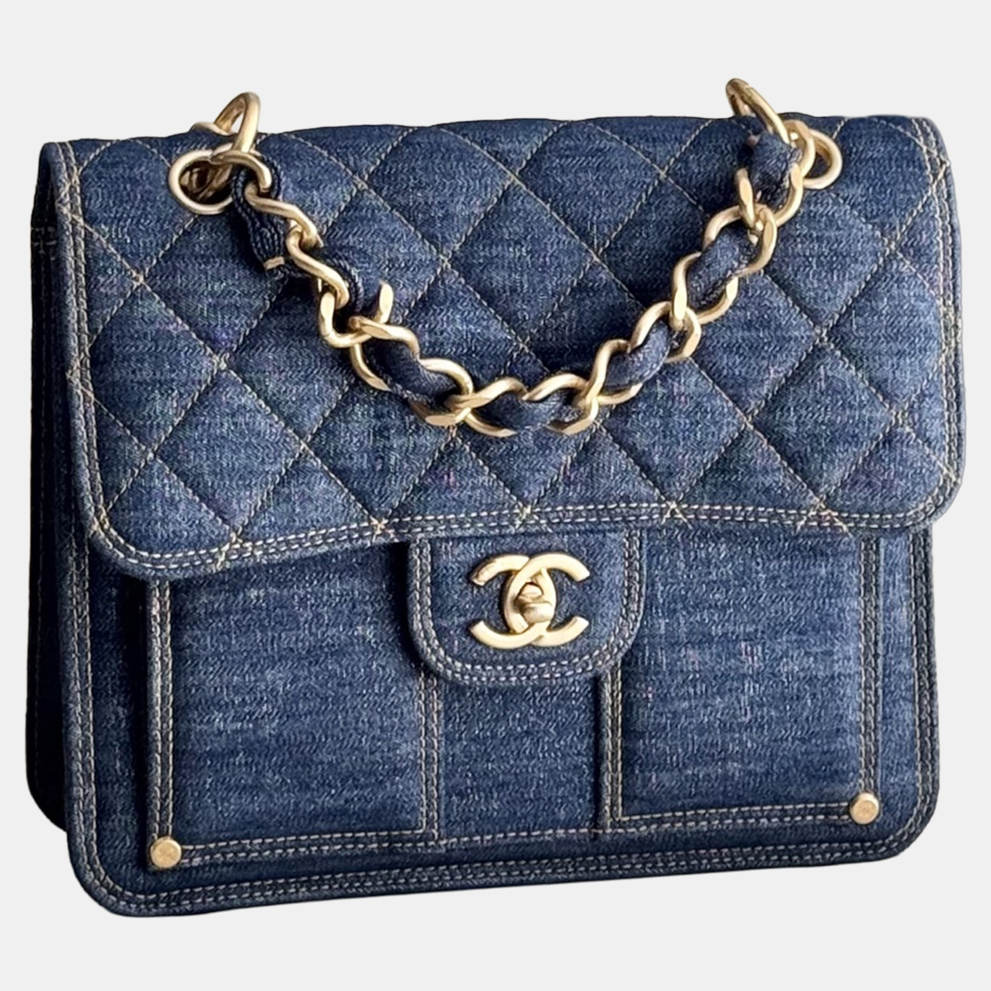chanel 23s denim messenger shoulder bag