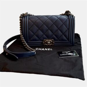 luxury-women-chanel-used-handbags-p1209767-008.jpg chanel boy medium navy blue leather shoulder bag