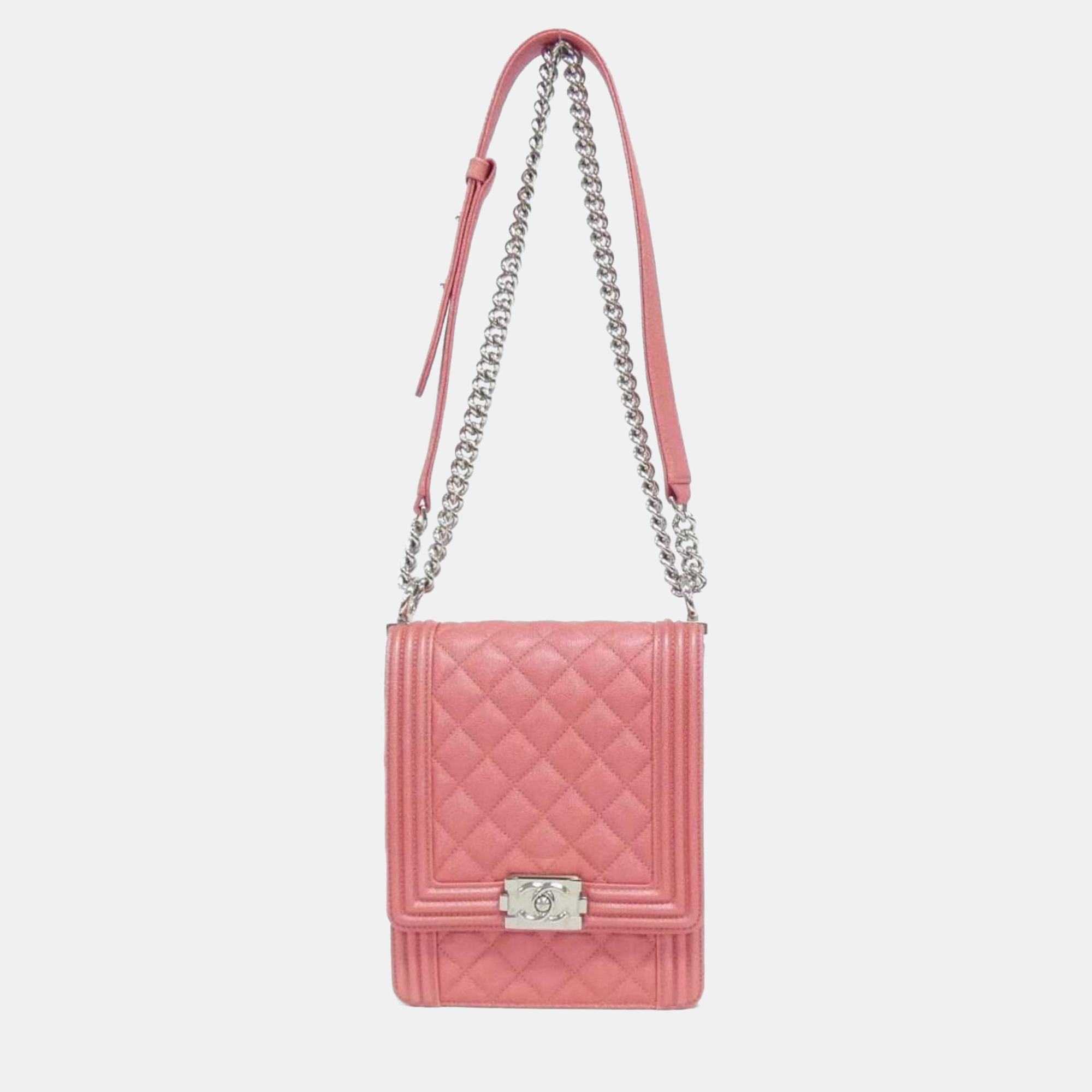 chanel boy line pink calf leather shoulder bag