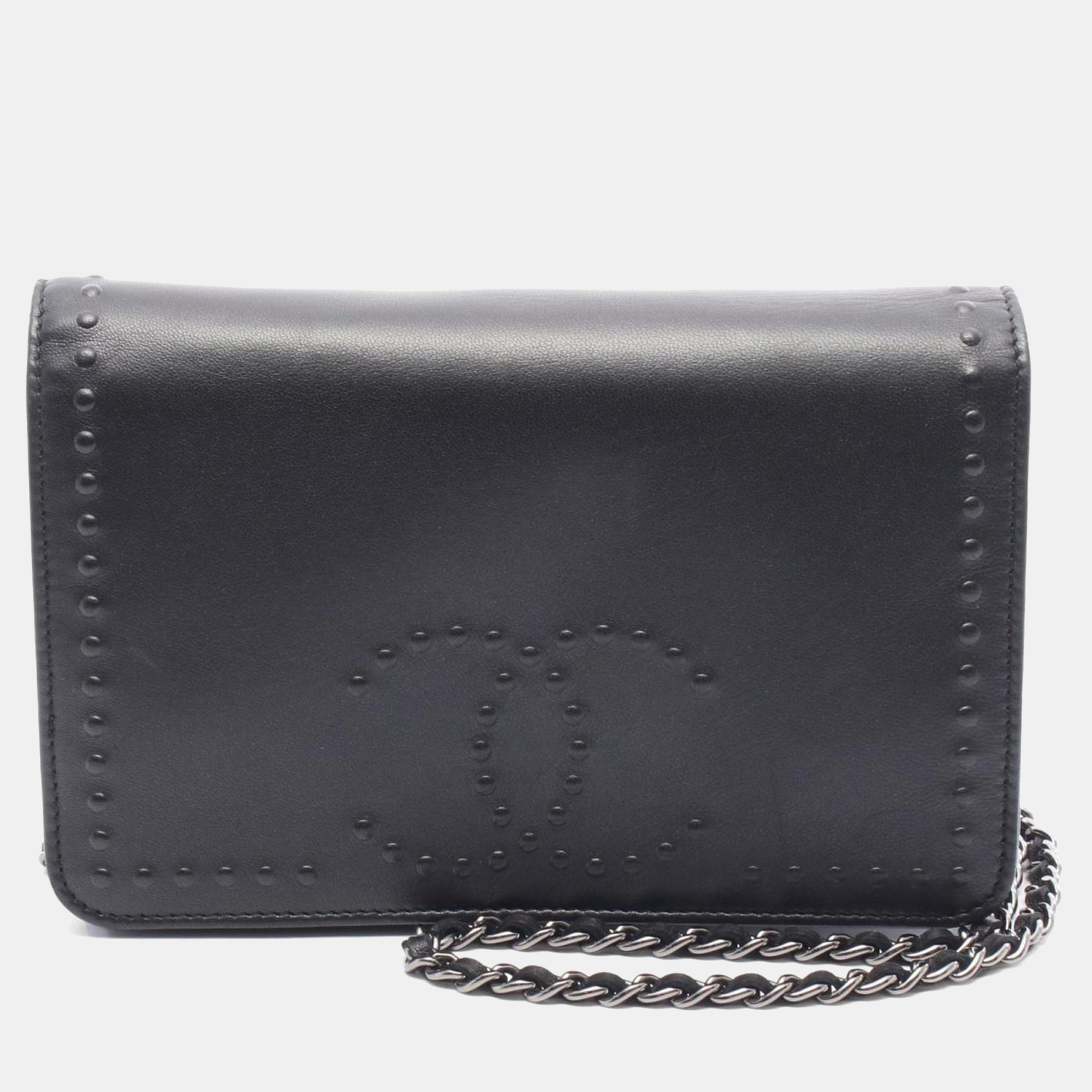 chanel coco mark black leather shoulder bag