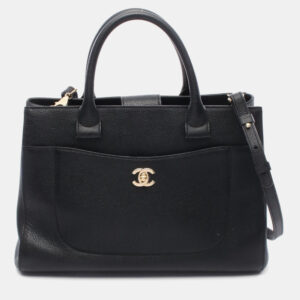 chanel neo executive black grained calfskin leather large tote