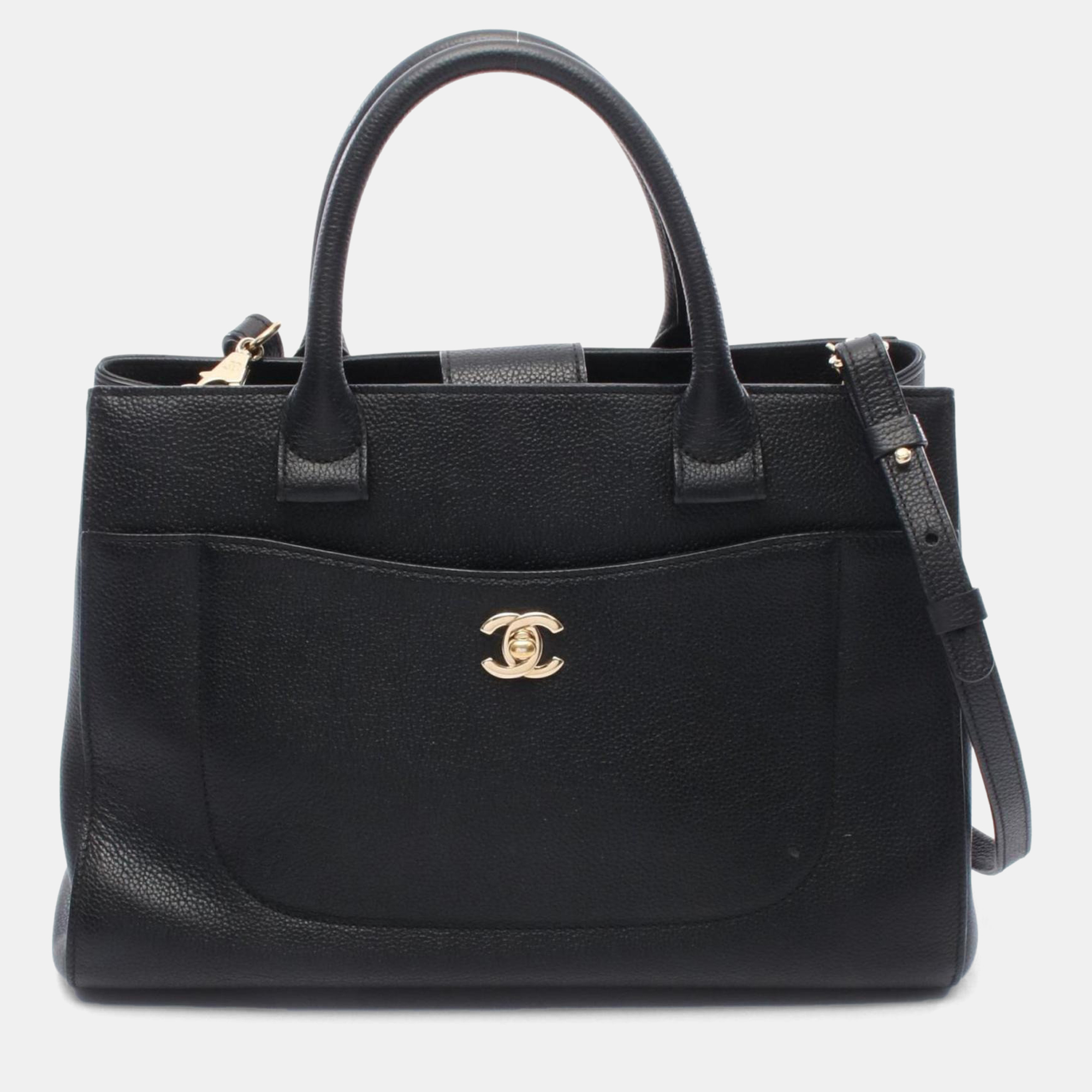 chanel neo executive black grained calfskin leather large tote