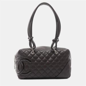 luxury-women-chanel-used-handbags-p1210195-013.jpg chanel cambon bowling bag shoulder leather patent leather brown