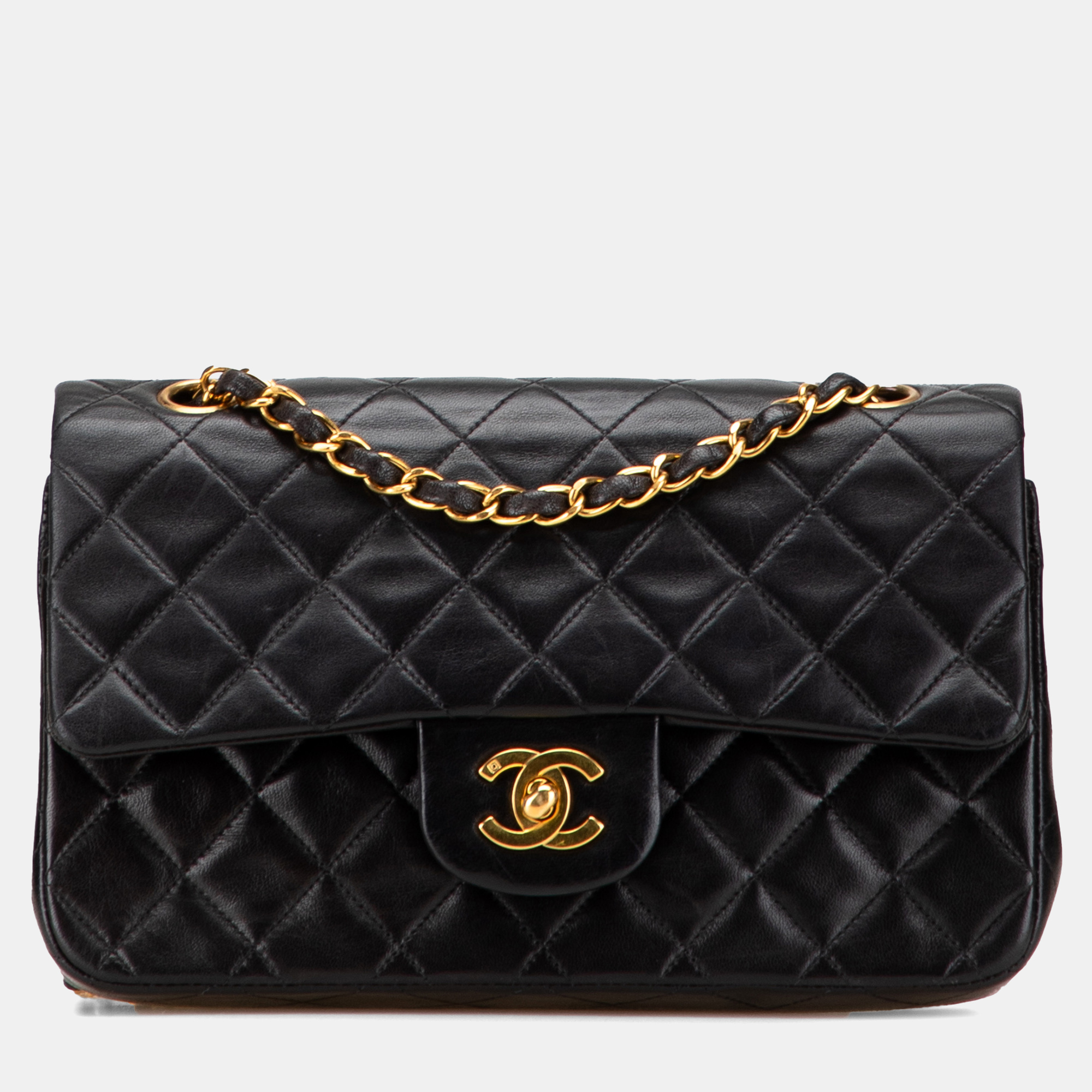 chanel black small classic lambskin double flap