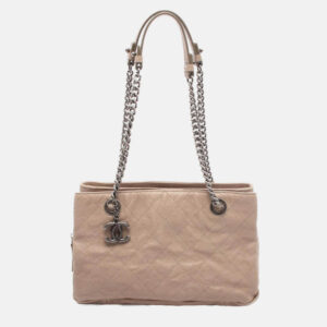 chanel cc coco matelasse beige calfskin chain shoulder tote bag