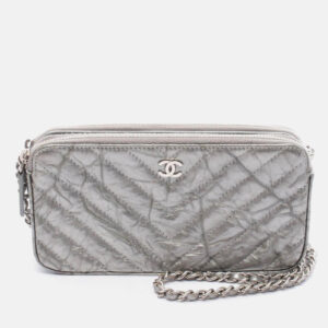 luxury-women-chanel-used-handbags-p1210470-001.jpeg chanel coco chevron v stitch silver patent leather chain shoulder bag
