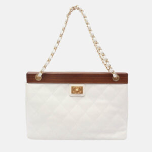luxury-women-chanel-used-handbags-p1210476-010.jpeg chanel cc coco white/brown calfskin wood chain shoulder handbag