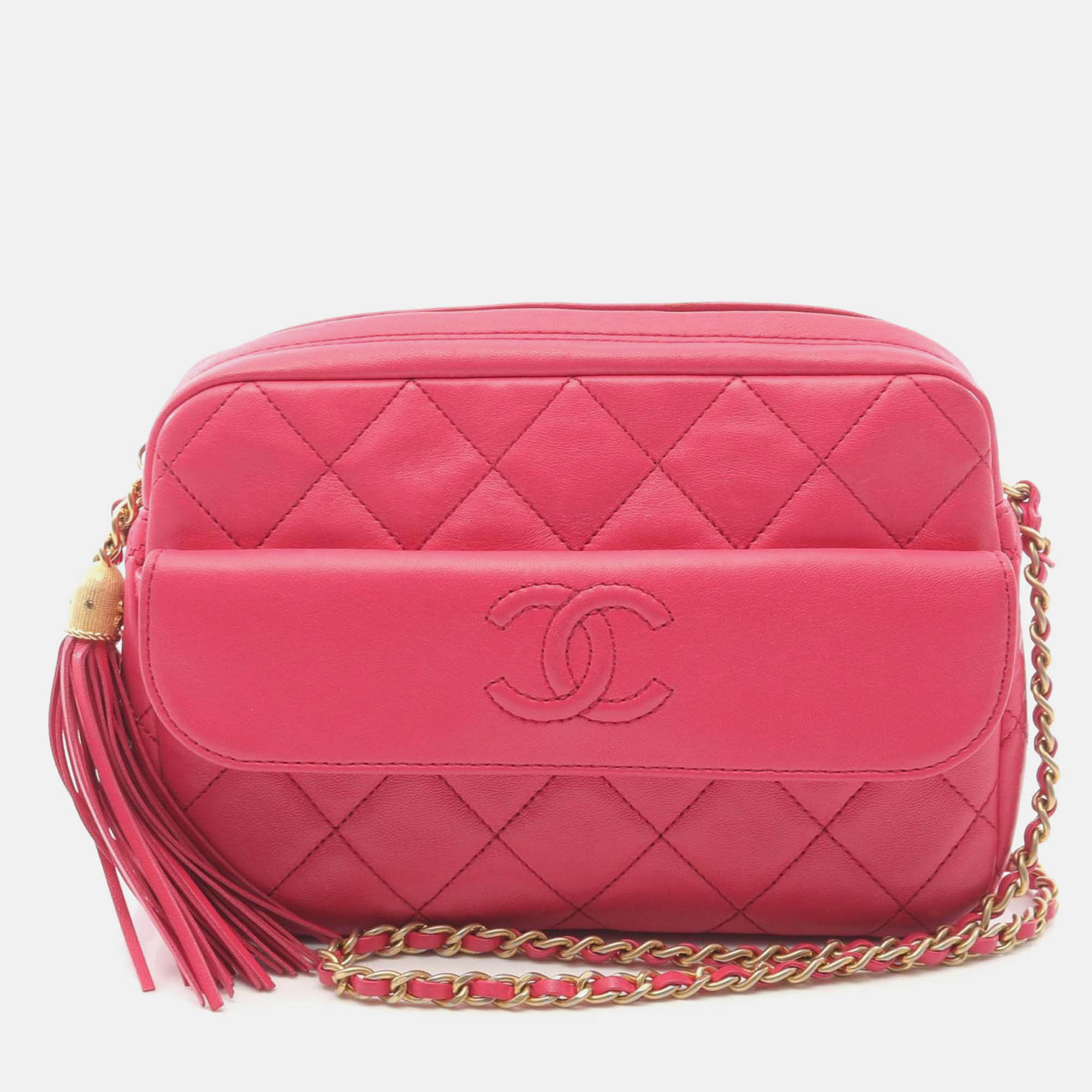 chanel coco matelasse pink lambskin leather chain shoulder bag