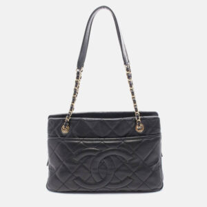 luxury-women-chanel-used-handbags-p1210486-001.jpeg chanel coco cc matelasse black calfskin chain shoulder tote