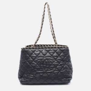 chanel cc coco matelasse black leather chain shoulder tote ghw