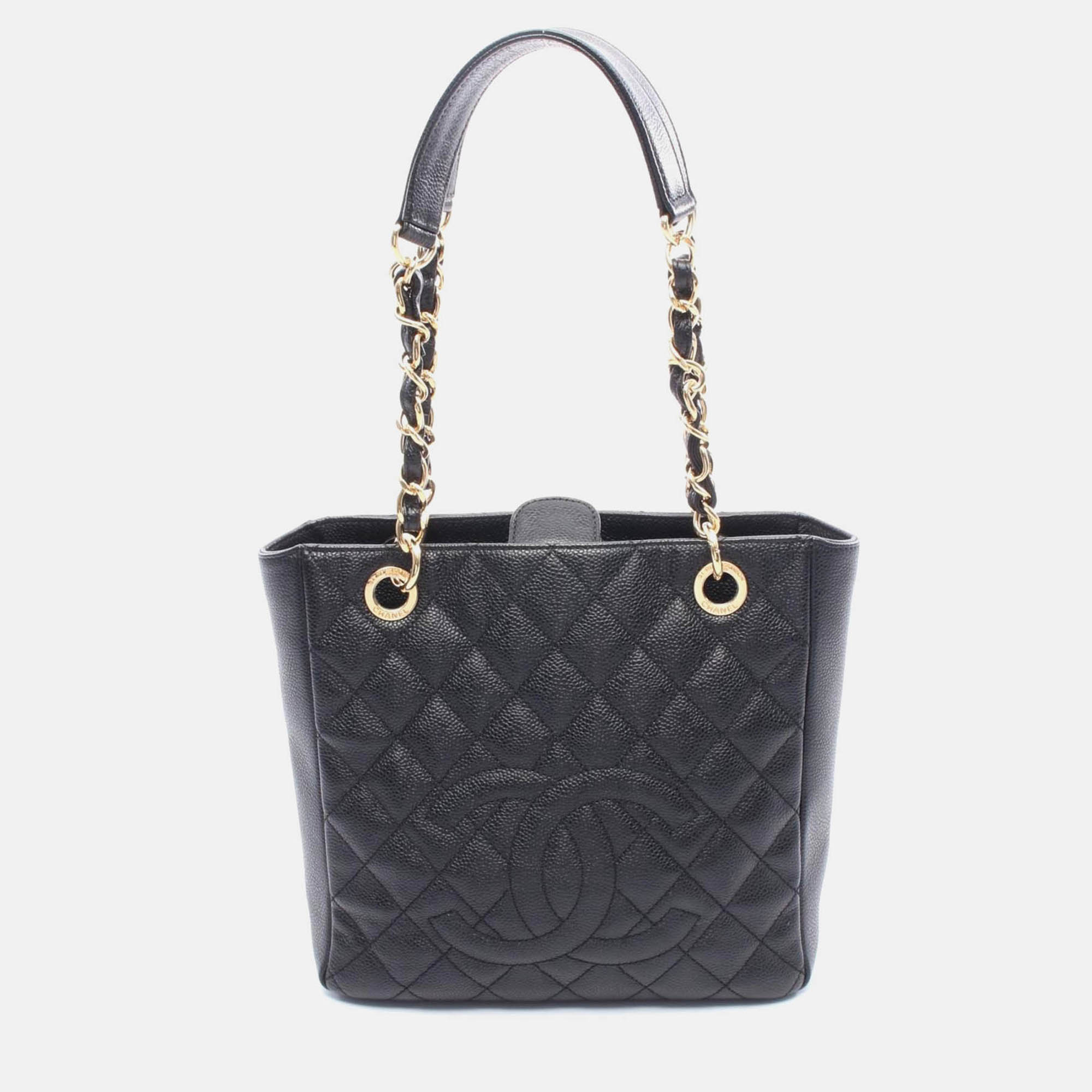 chanel matelasse pst black calfskin shoulder tote bag ghw
