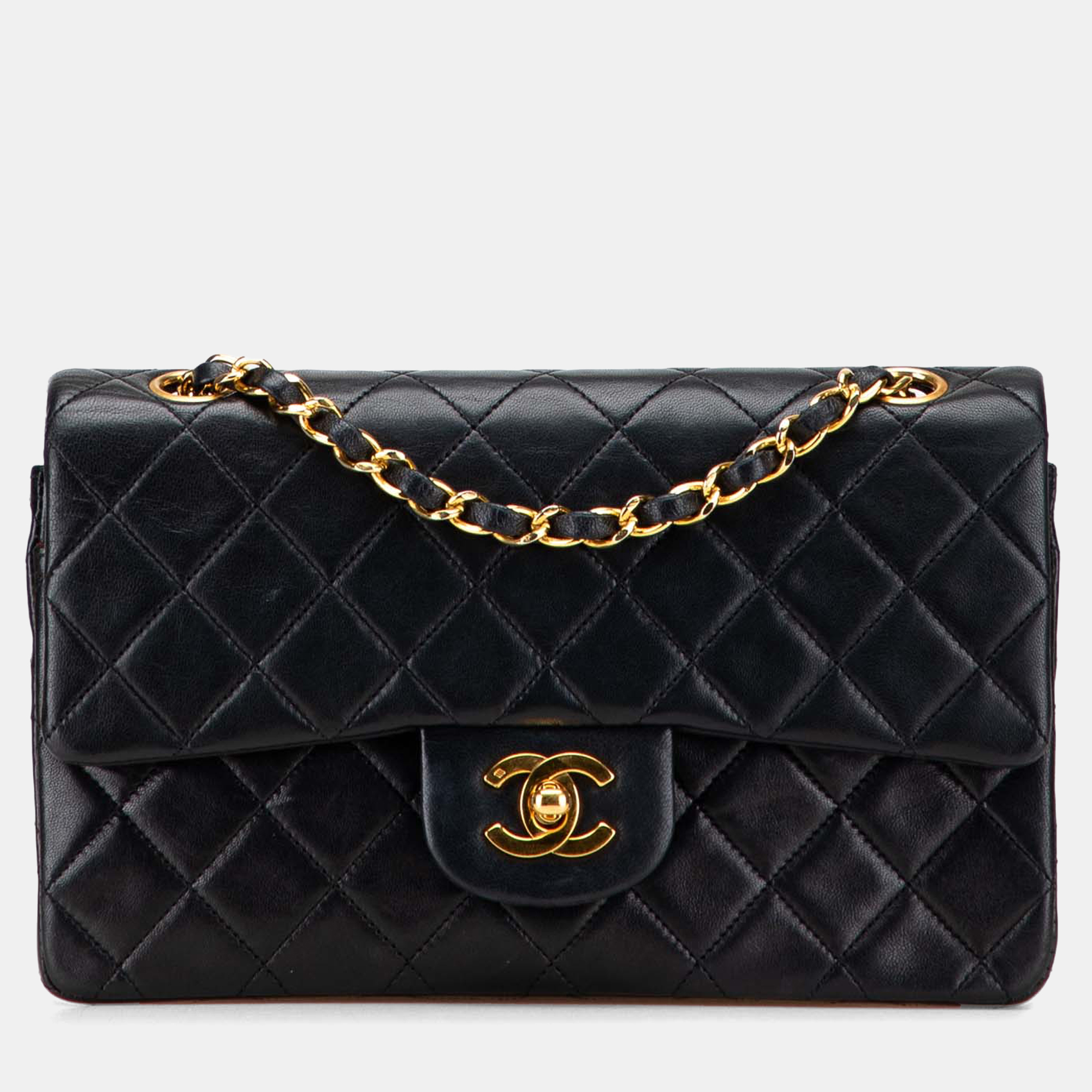 chanel black small classic lambskin double flap