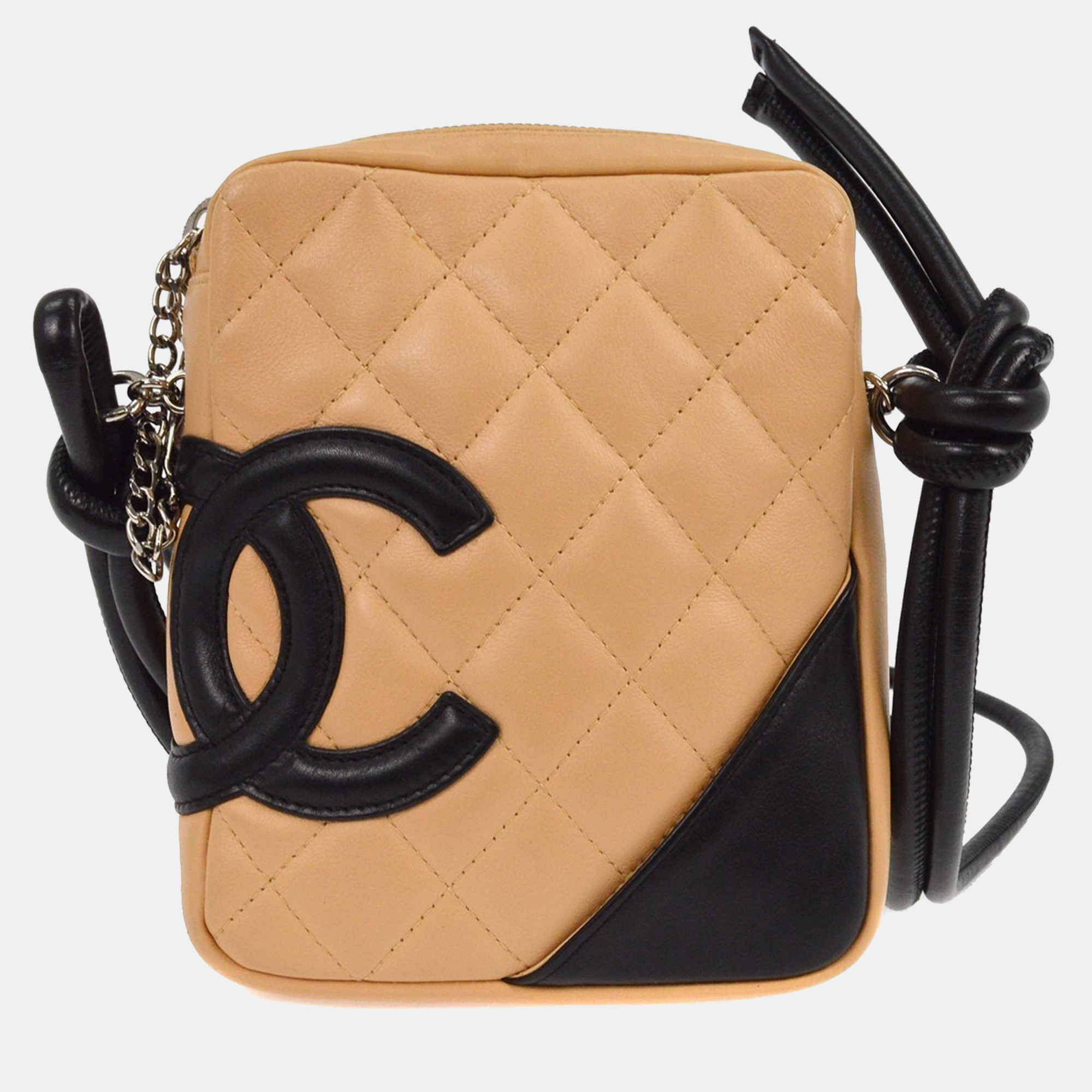 chanel beige black calfskin cambon ligne shoulder bag