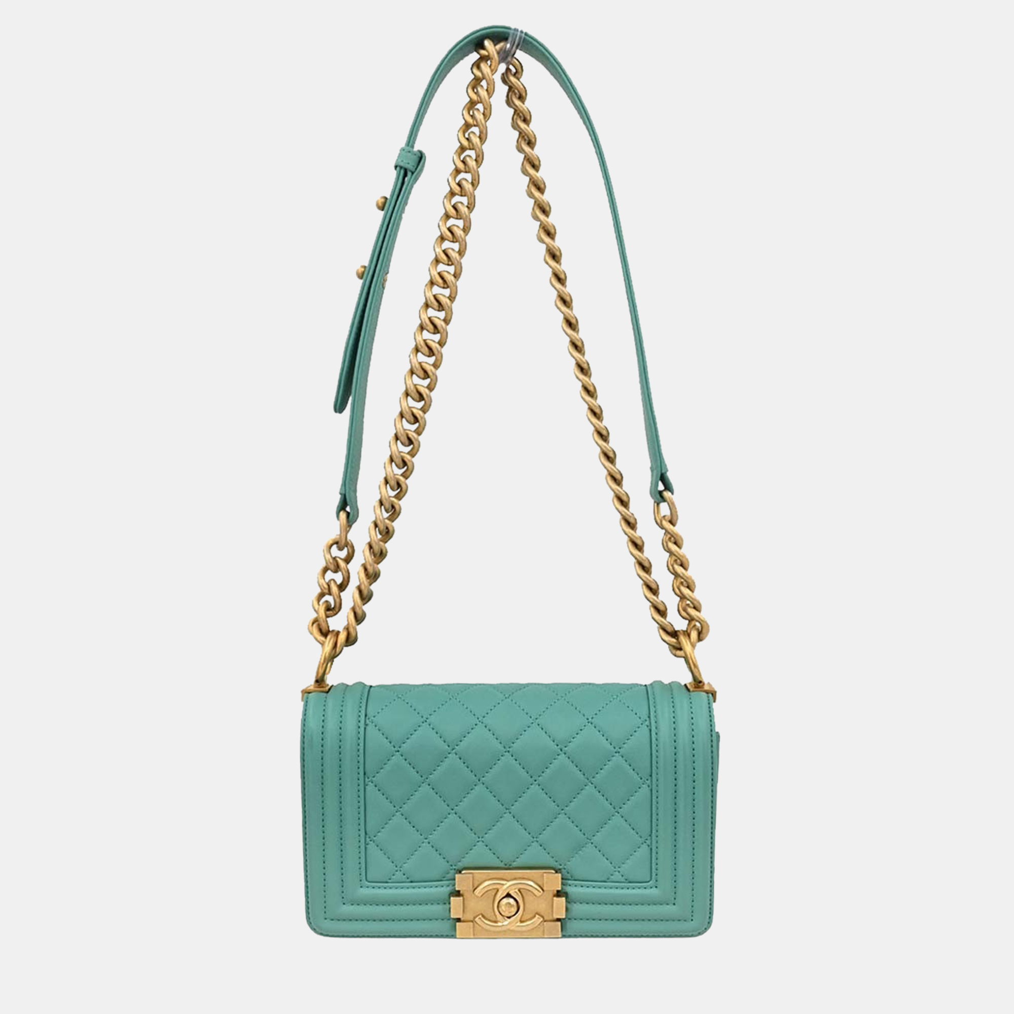 boy chanel emerald green lambskin small chain shoulder bag