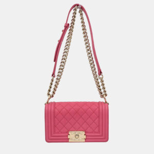 chanel boy chanel pink calfskin small chain shoulder bag