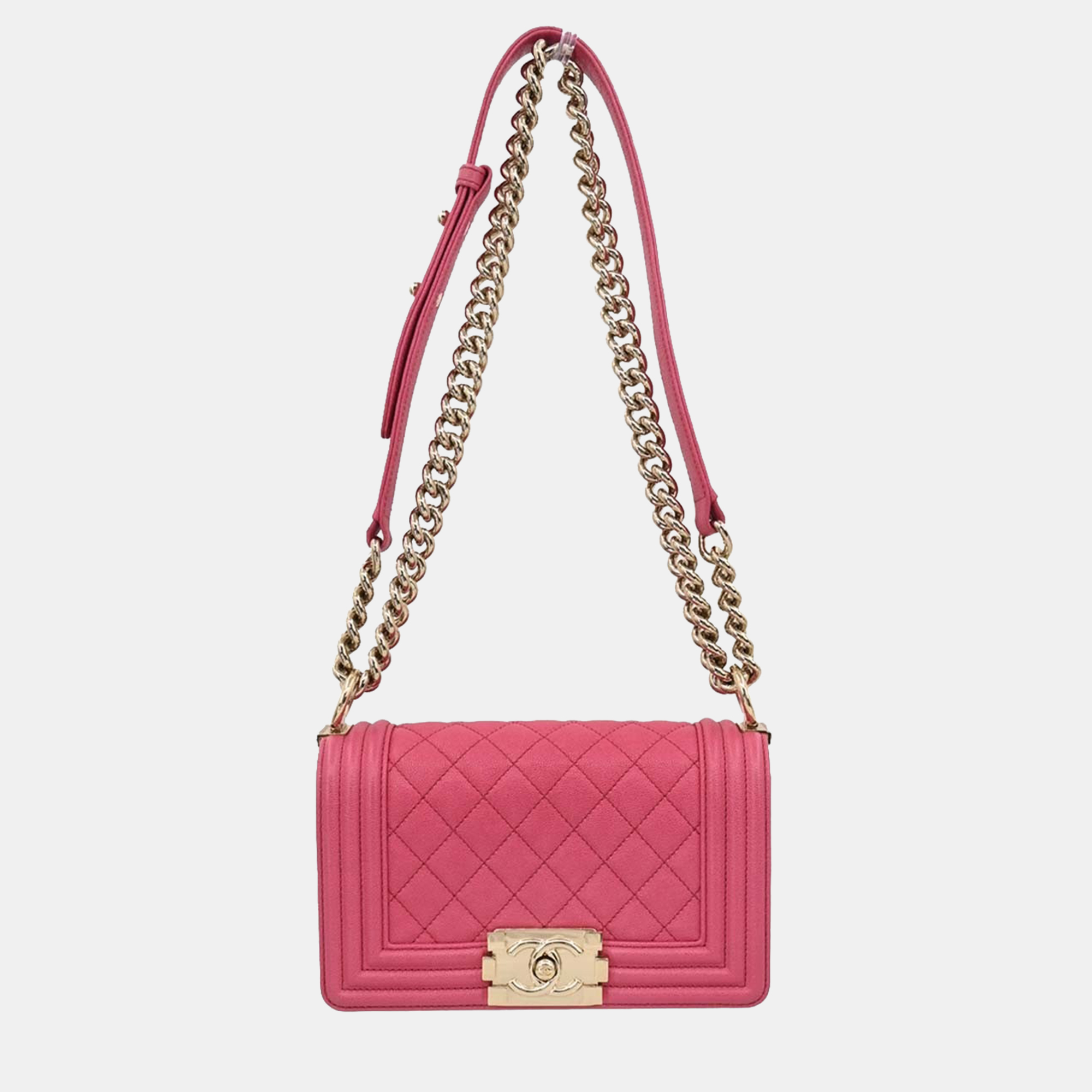 chanel boy chanel pink calfskin small chain shoulder bag