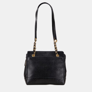 chanel black triple cc caviar tote