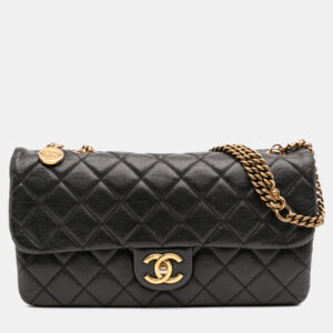 luxury-women-chanel-used-handbags-p1210842-013.jpg chanel black quilted calfskin cc crown flap
